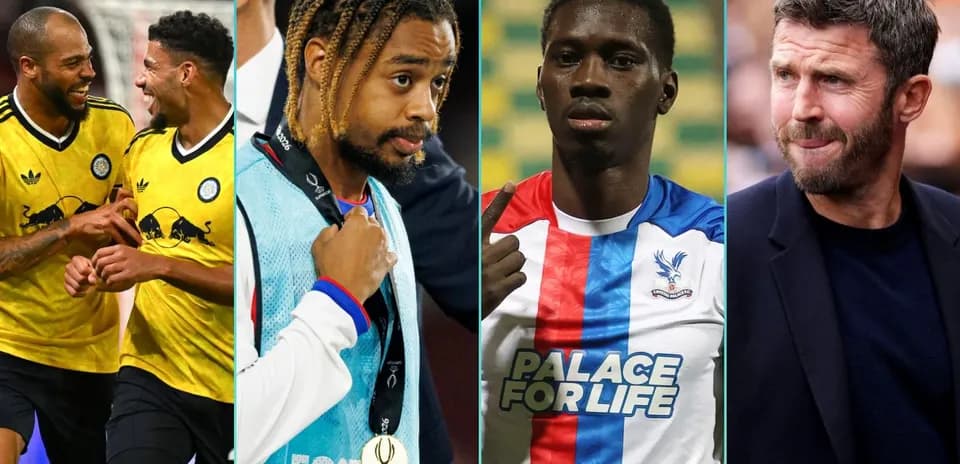 Quatre personnes associées au football sur fond coloré