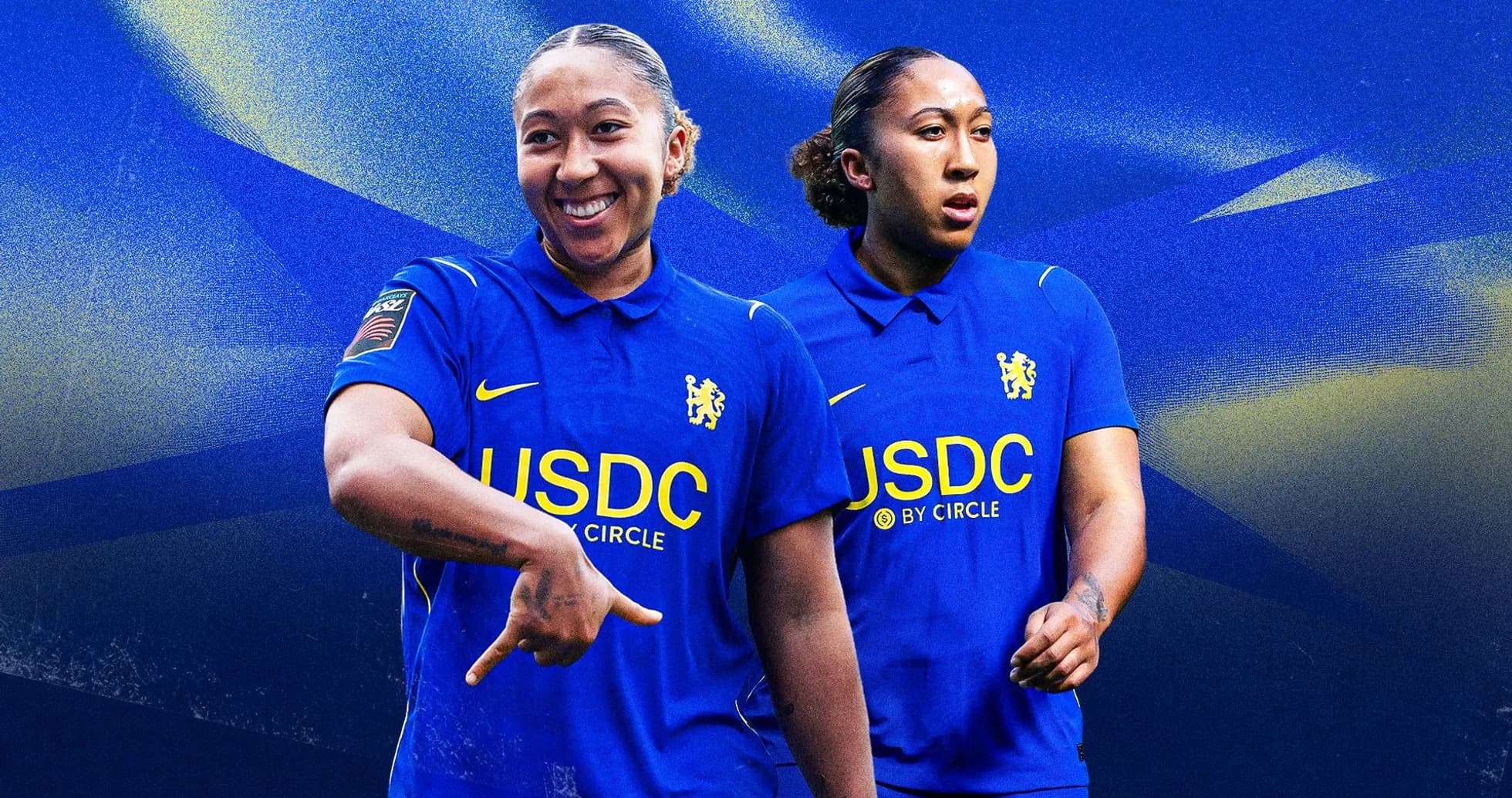 Joueuse de Chelsea portant un maillot bleu