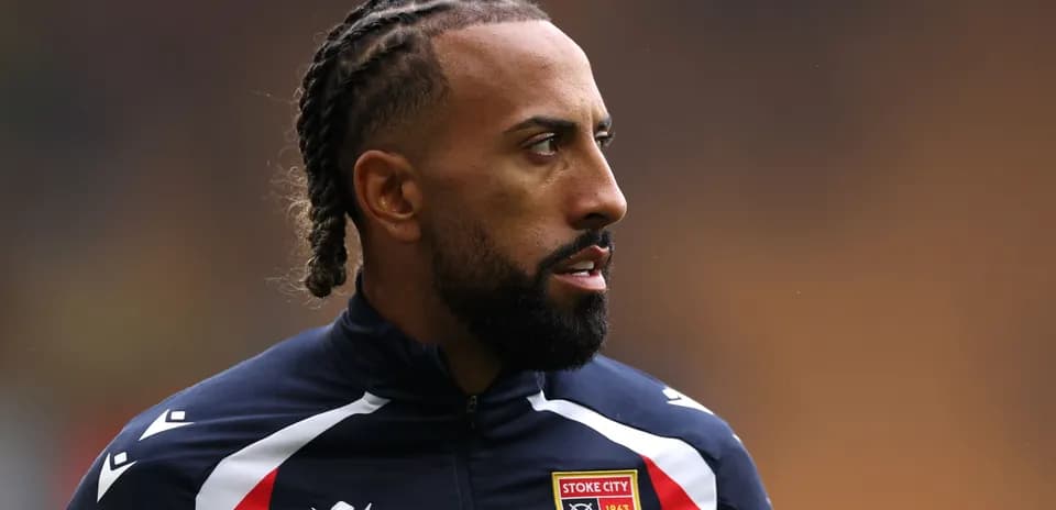 Joueur de Stoke City sur le terrain avant le match