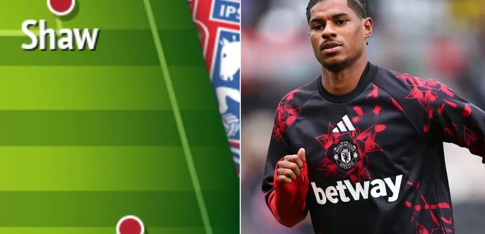 Marcus Rashford en tenue d'échauffement avant le match