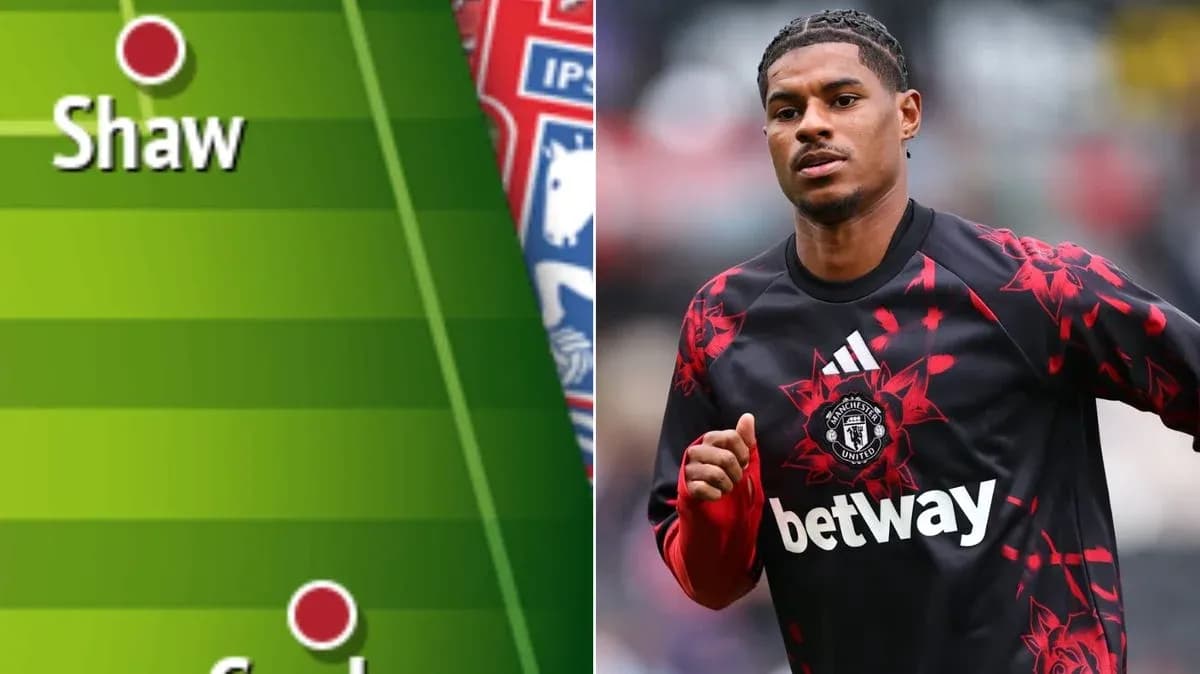Marcus Rashford en tenue d'échauffement avant le match