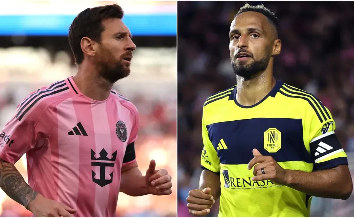Lionel Messi et joueur de Nashville SC en action