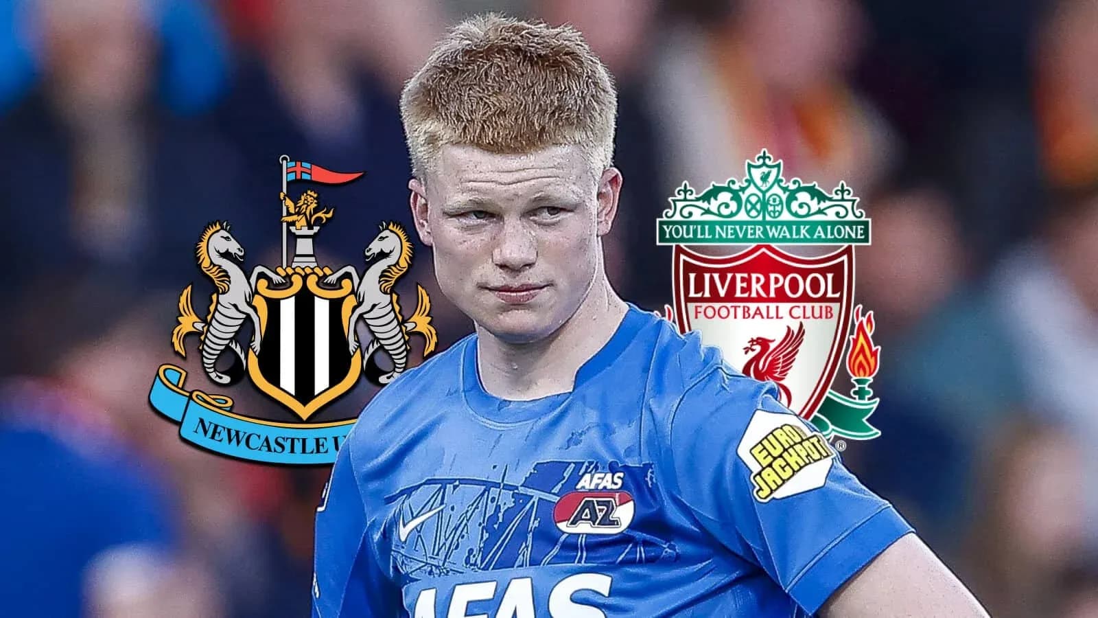 Jeune joueur de football avec logos de clubs en arrière-plan