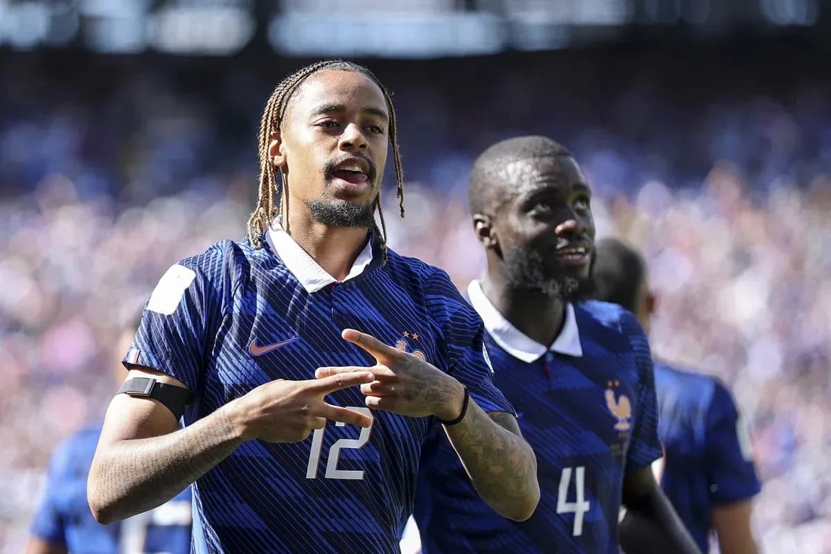 Joueurs de l'équipe de France célébrant un moment de jeu