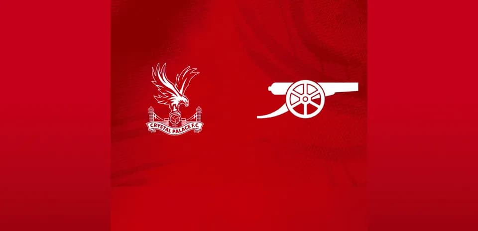 Logos de Crystal Palace et Arsenal sur fond rouge