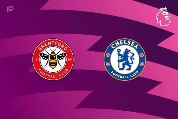 Logos de Brentford et Chelsea sur fond violet