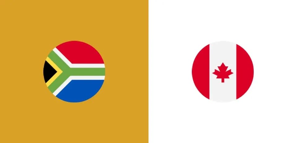 Drapeaux de l'Afrique du Sud et du Canada