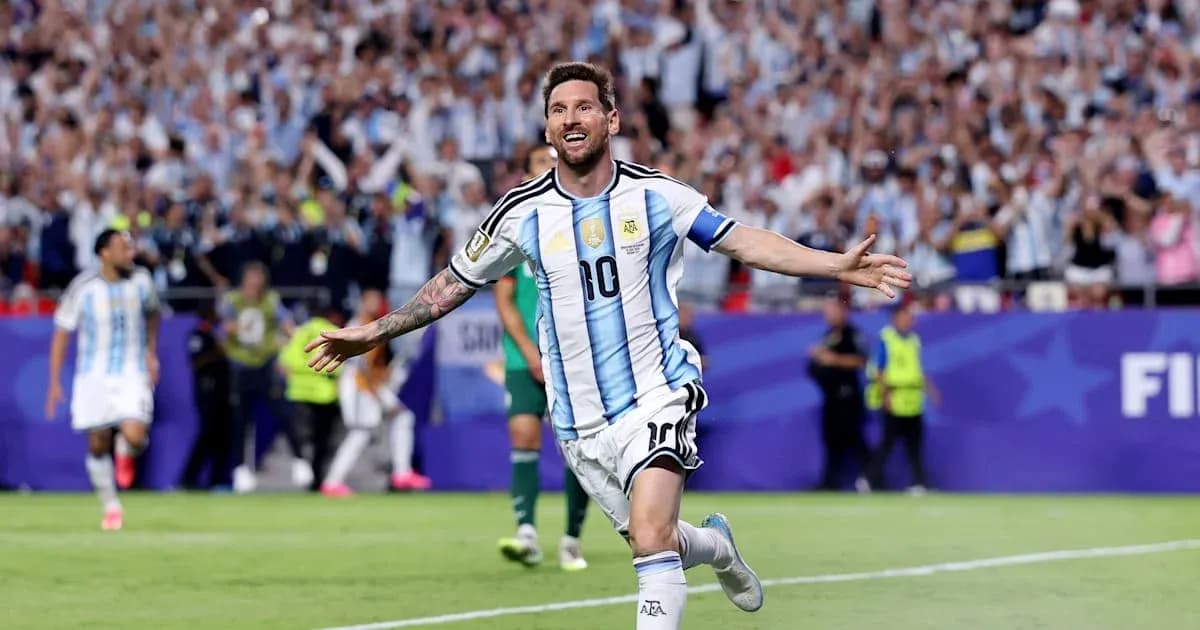 Lionel Messi célébrant un but pour l'Argentine Lionel Messi célébrant un but pour l'Argentine
