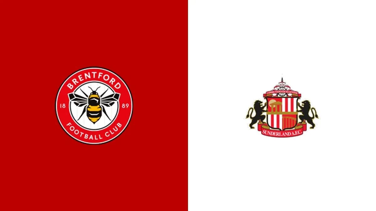 Logos de Brentford et Sunderland sur fond coloré Logos de Brentford et Sunderland sur fond coloré