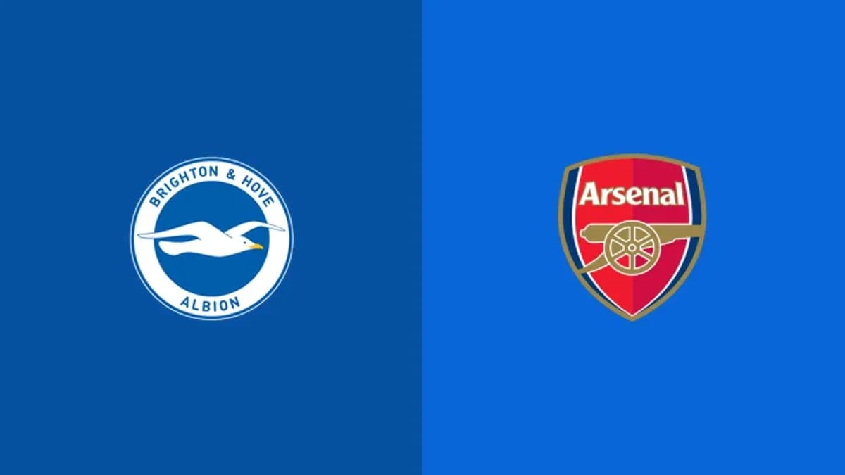 Logos de Brighton & Hove Albion et Arsenal sur fond bleu Logos de Brighton & Hove Albion et Arsenal sur fond bleu