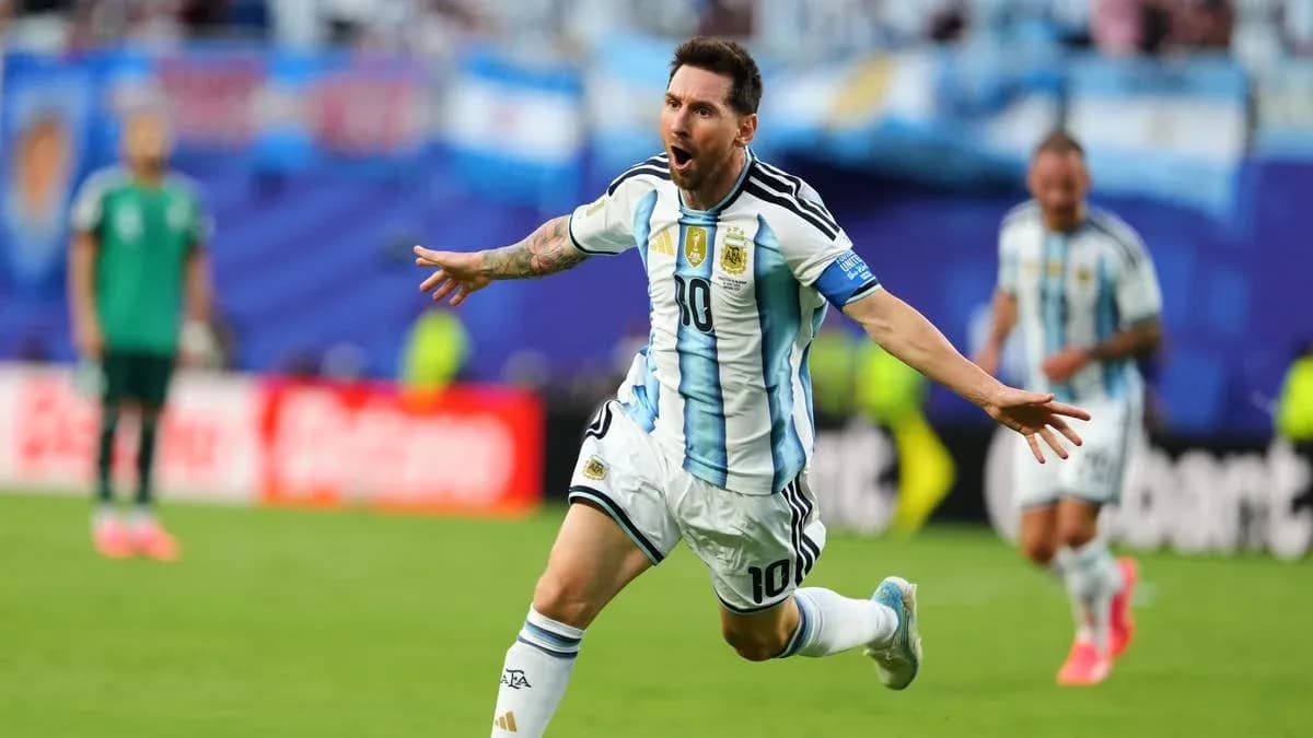 Lionel Messi célébrant un but pour l'Argentine Lionel Messi célébrant un but pour l'Argentine