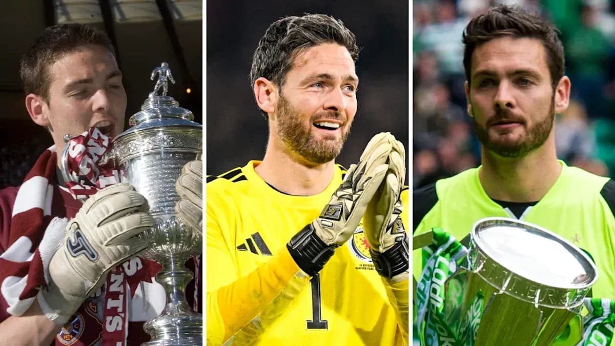 Trois gardiens de but avec des trophées Trois gardiens de but avec des trophées