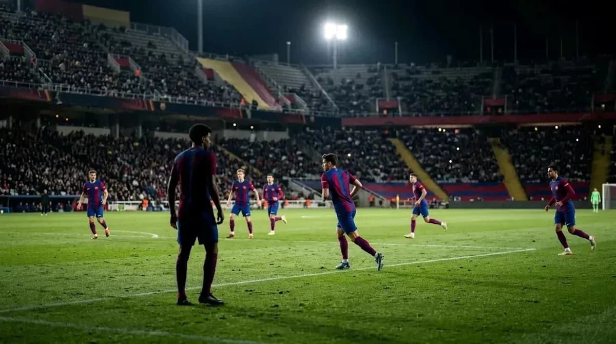 Joueurs du FC Barcelone sur le terrain pendant un match Joueurs du FC Barcelone sur le terrain pendant un match