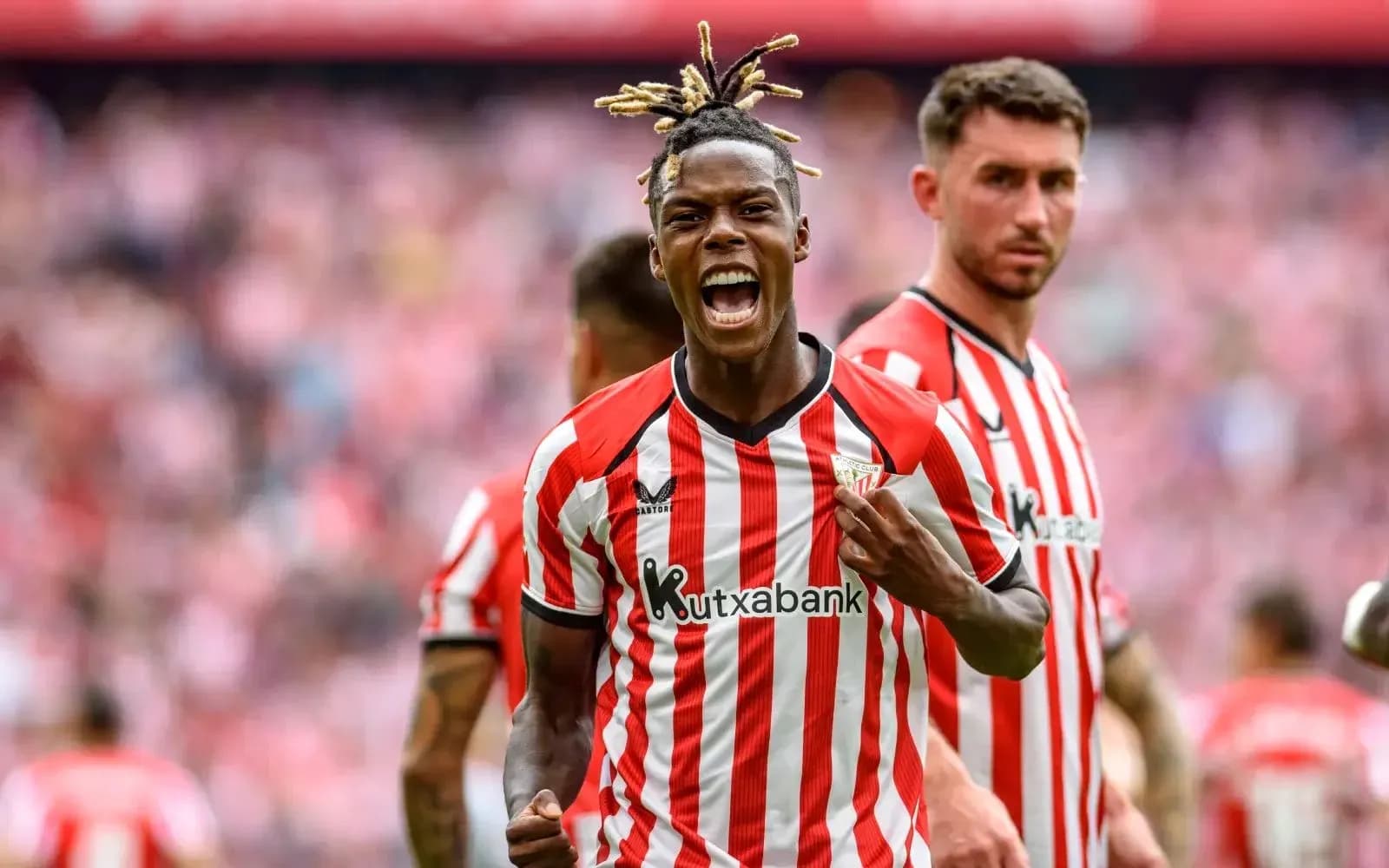 Joueur de l'Athletic Club célébrant un but Joueur de l'Athletic Club célébrant un but