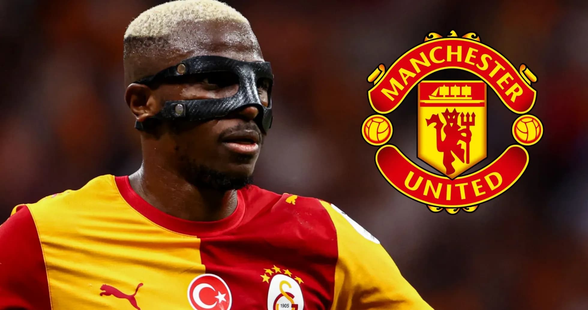 Joueur portant un masque, en maillot de Galatasaray Joueur portant un masque, en maillot de Galatasaray