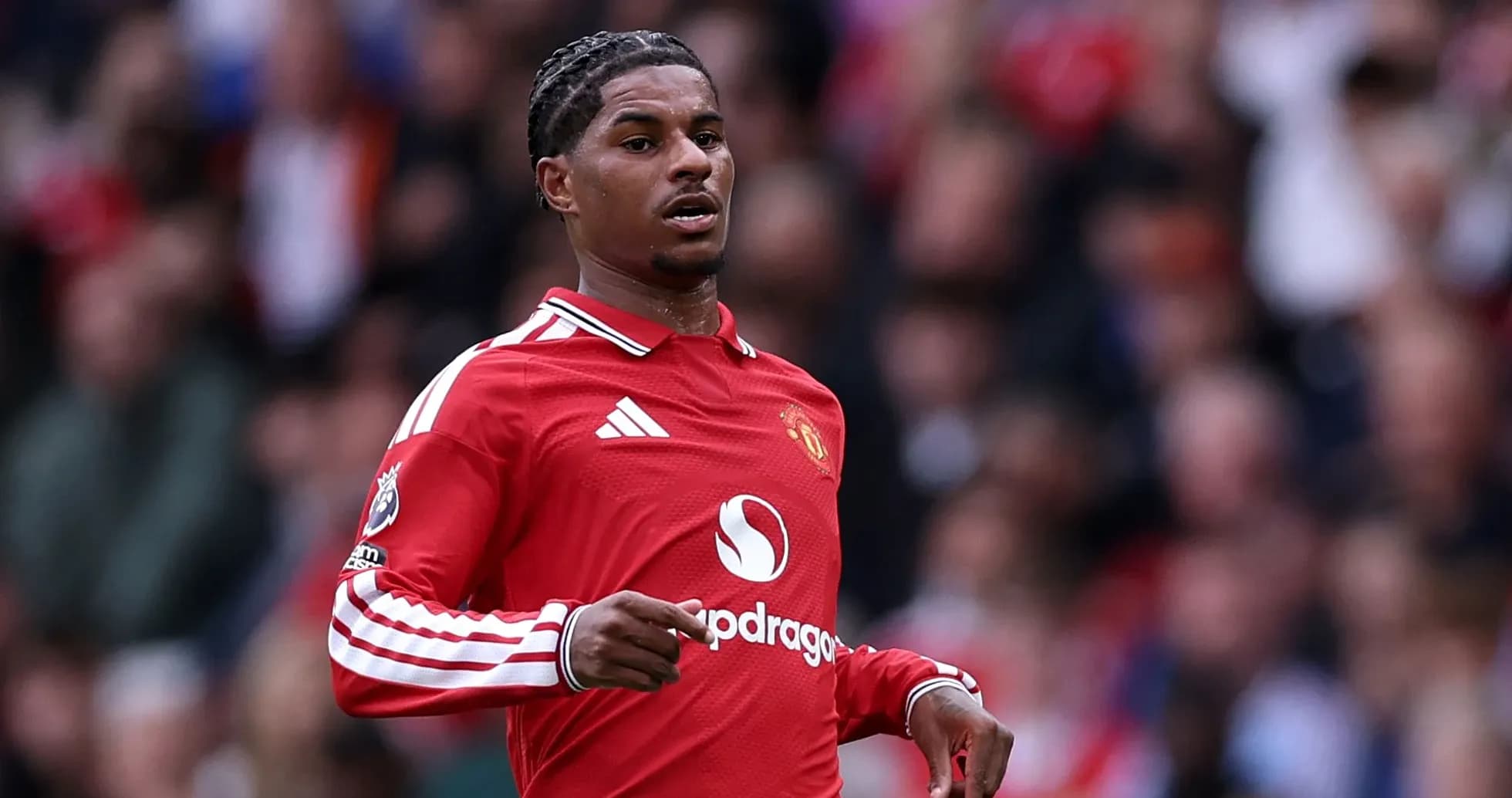 Joueur de Manchester United sur le terrain de jeu Joueur de Manchester United sur le terrain de jeu