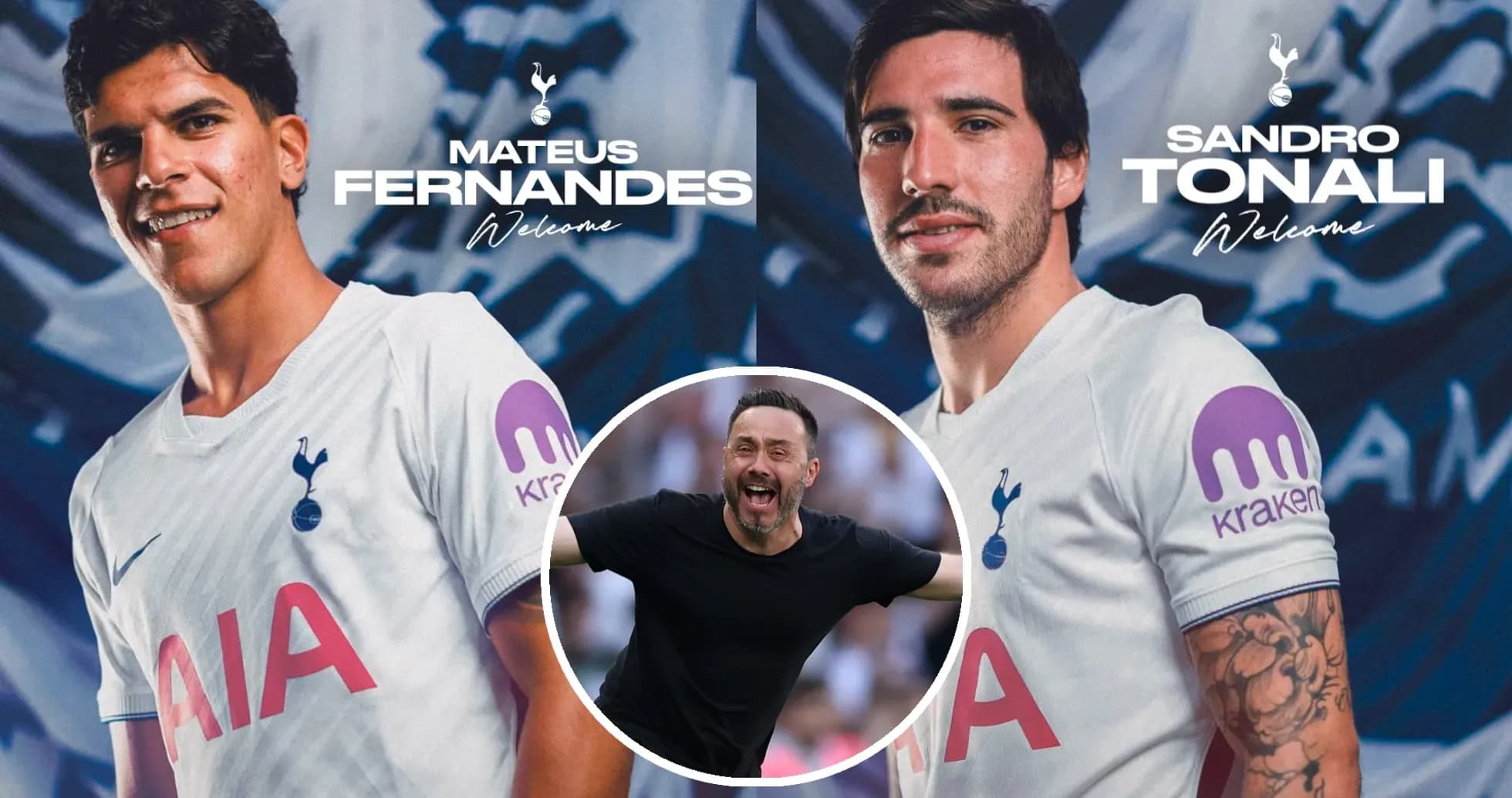 Mateus Fernandes et Sandro Tonali, joueurs de Tottenham Mateus Fernandes et Sandro Tonali, joueurs de Tottenham