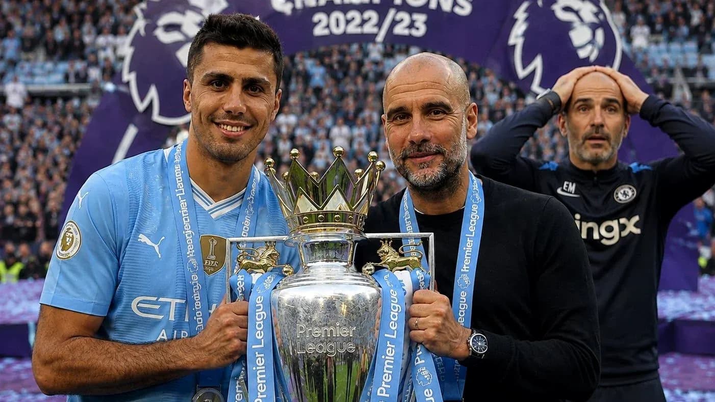 Joueurs de Manchester City célébrant le titre de Premier League Joueurs de Manchester City célébrant le titre de Premier League
