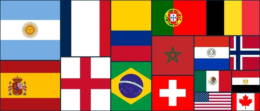 Drapeaux de plusieurs pays disposés en grille Drapeaux de plusieurs pays disposés en grille