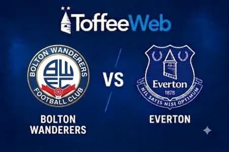 Logos de Bolton Wanderers et Everton avec score Logos de Bolton Wanderers et Everton avec score