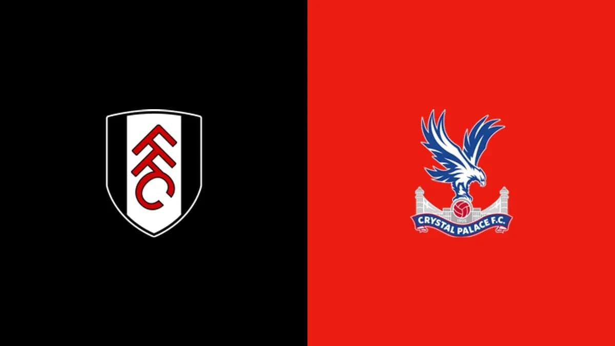 Logos de Fulham et Crystal Palace sur fond noir et rouge Logos de Fulham et Crystal Palace sur fond noir et rouge