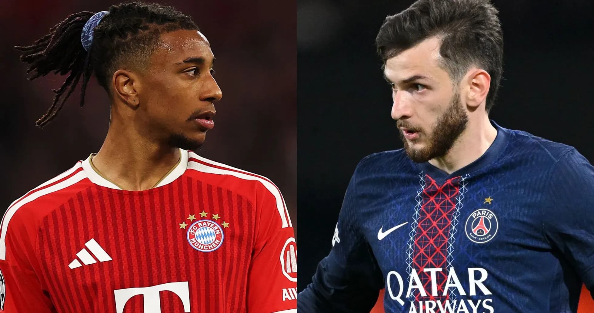 Joueurs de Bayern Munich et PSG en gros plan Joueurs de Bayern Munich et PSG en gros plan