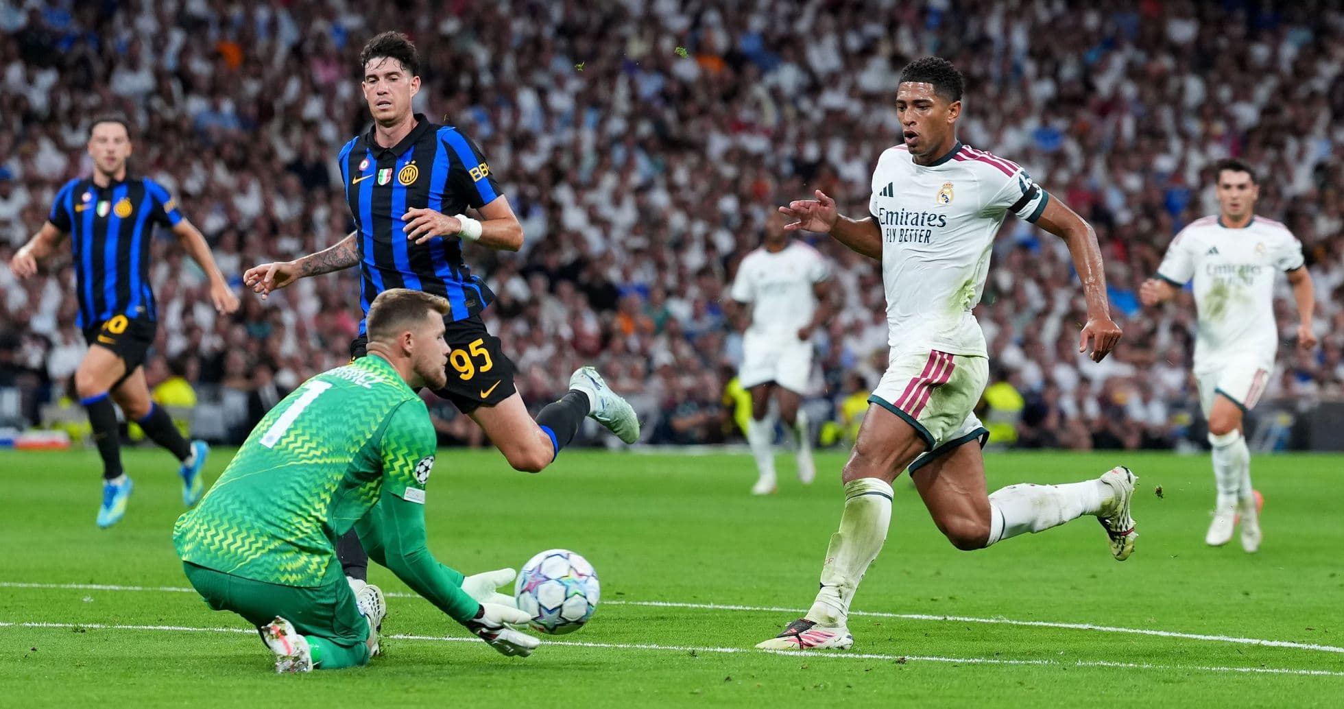 Match action with players from Real Madrid and Inter Milan Match action with players from Real Madrid and Inter Milan