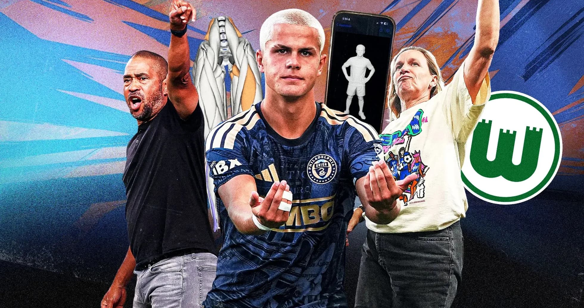 Trois personnes célébrant des moments de football Trois personnes célébrant des moments de football