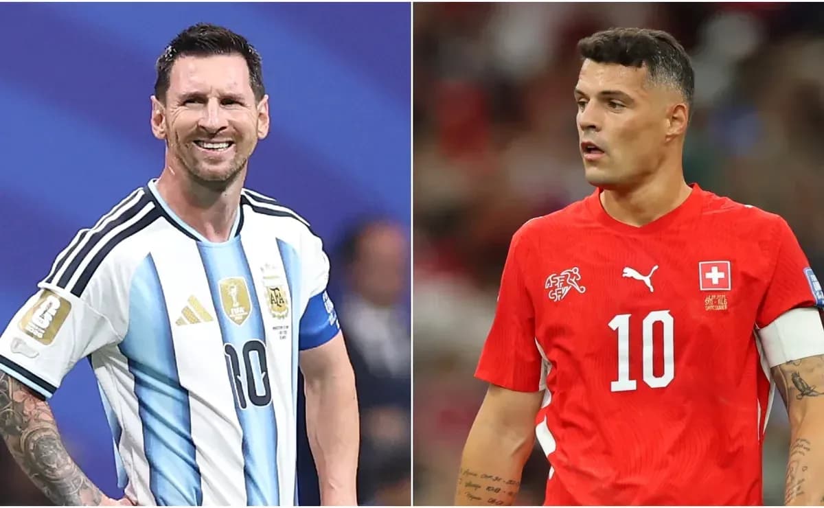 Lionel Messi et Granit Xhaka lors du match Lionel Messi et Granit Xhaka lors du match