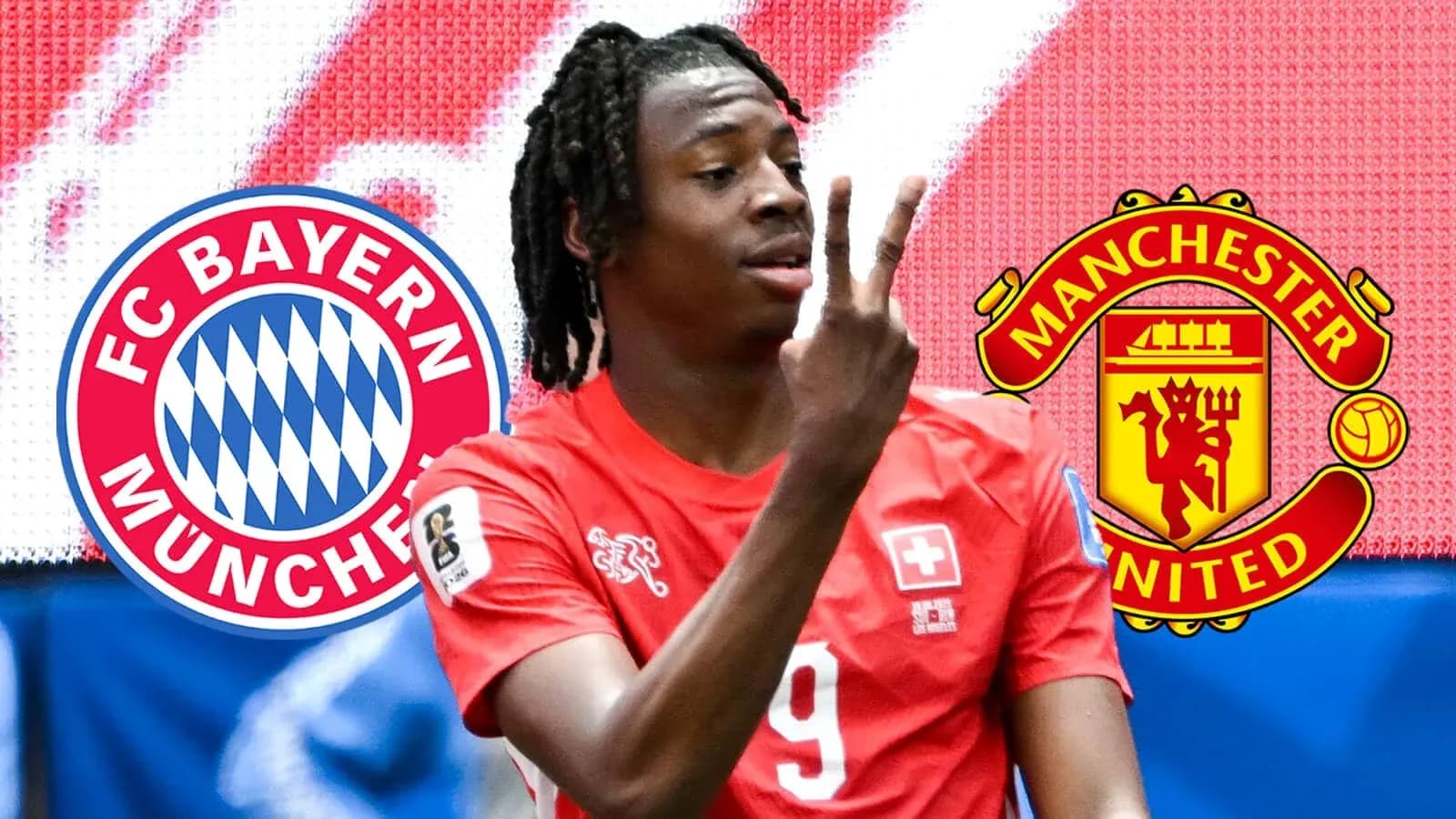 Joueur en maillot suisse faisant un geste, logos en arrière-plan Joueur en maillot suisse faisant un geste, logos en arrière-plan