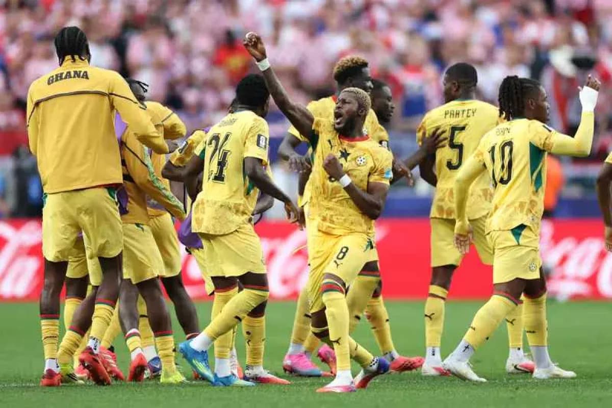 Joueurs du Ghana célébrant un but Joueurs du Ghana célébrant un but
