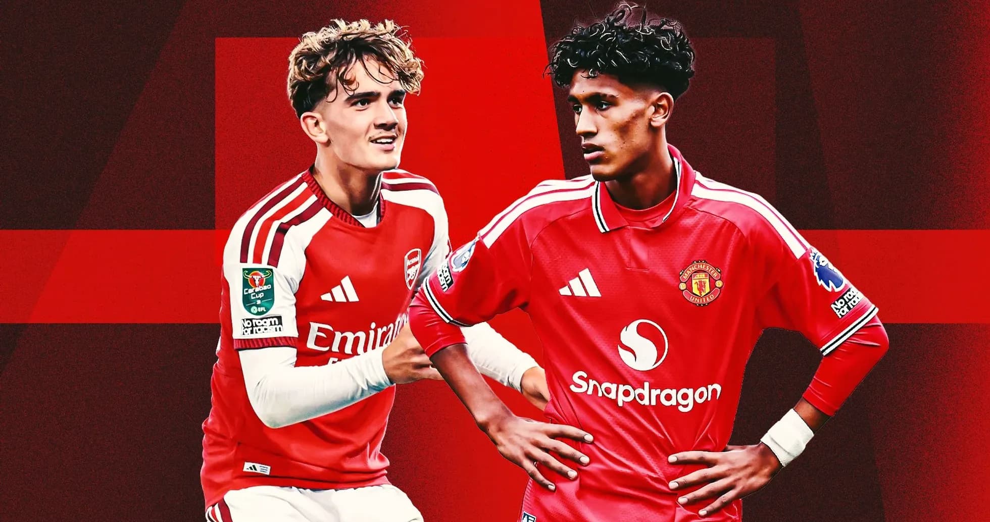Joueurs d'Arsenal et Manchester United en maillots d'équipe Joueurs d'Arsenal et Manchester United en maillots d'équipe