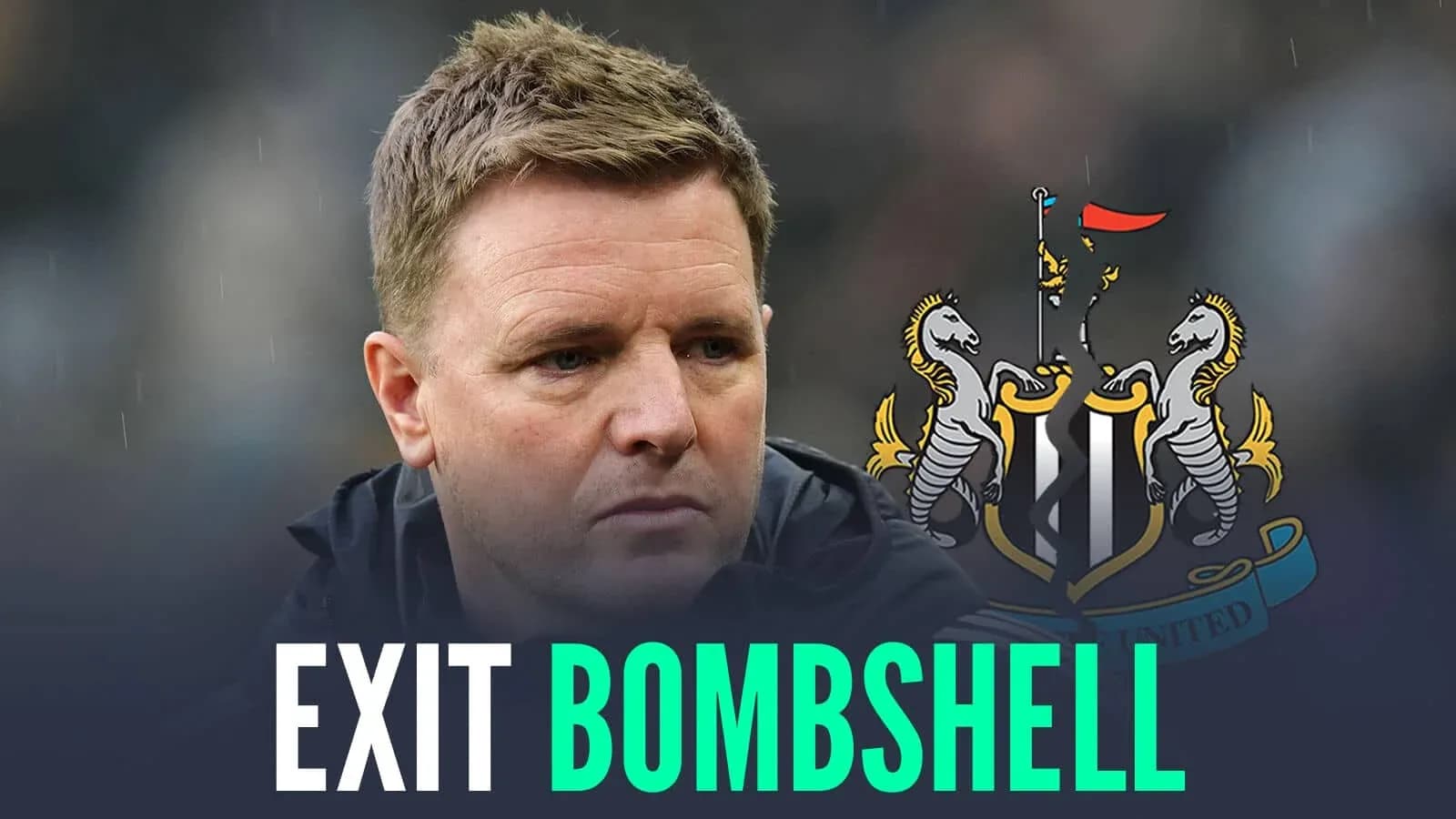 Entraîneur de Newcastle avec logo du club en arrière-plan Entraîneur de Newcastle avec logo du club en arrière-plan