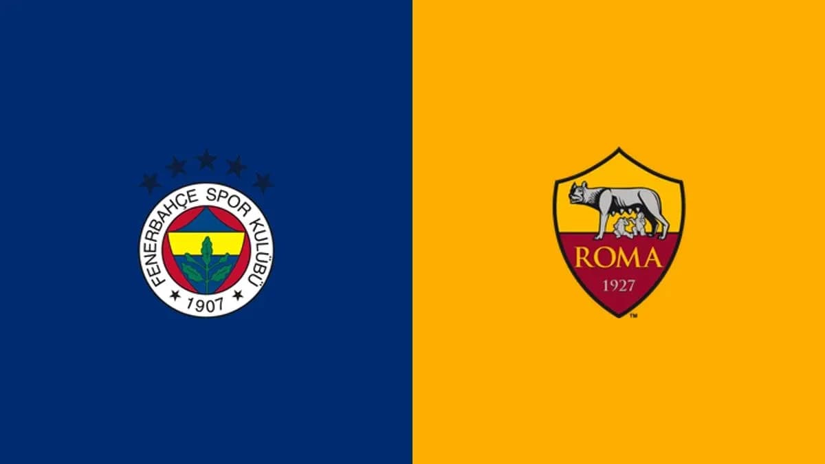 Logos de Fenerbahçe et AS Roma sur fond coloré Logos de Fenerbahçe et AS Roma sur fond coloré