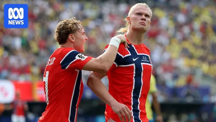 Joueurs norvégiens célébrant un but lors du match Joueurs norvégiens célébrant un but lors du match