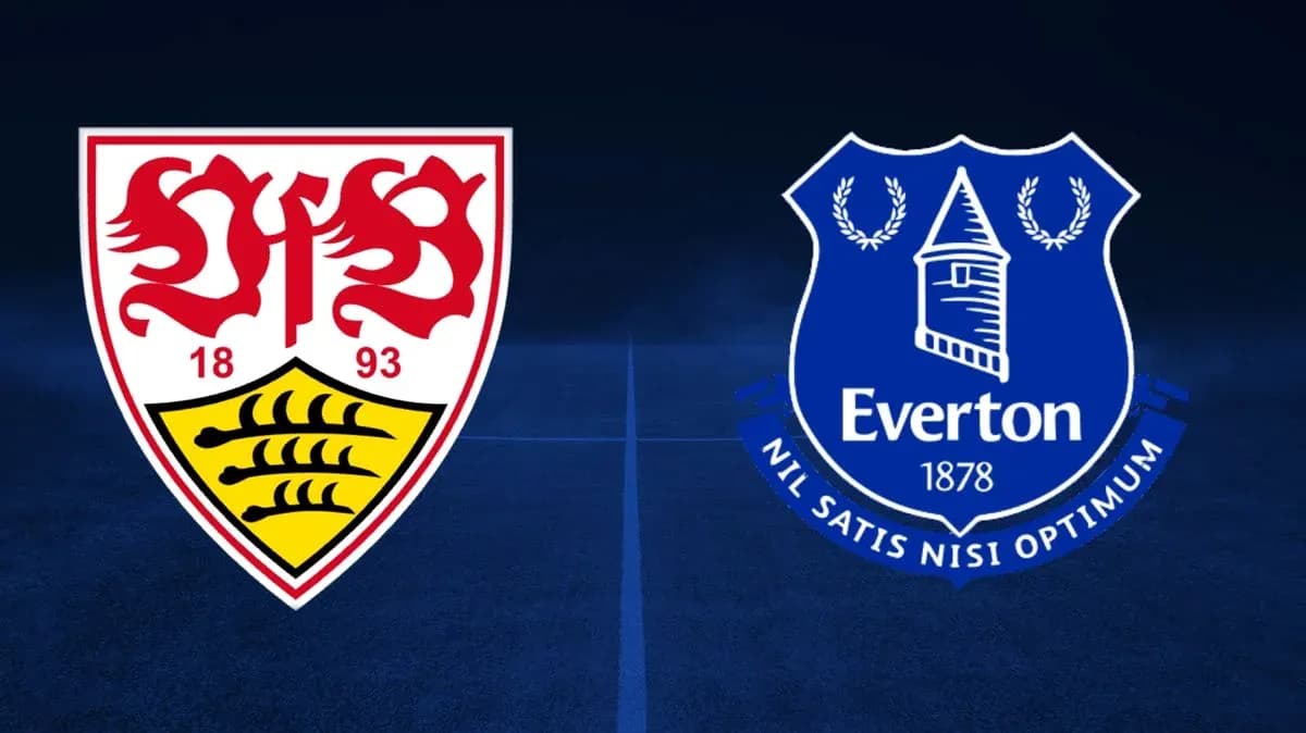 Logos de VfB Stuttgart et Everton sur fond sombre Logos de VfB Stuttgart et Everton sur fond sombre