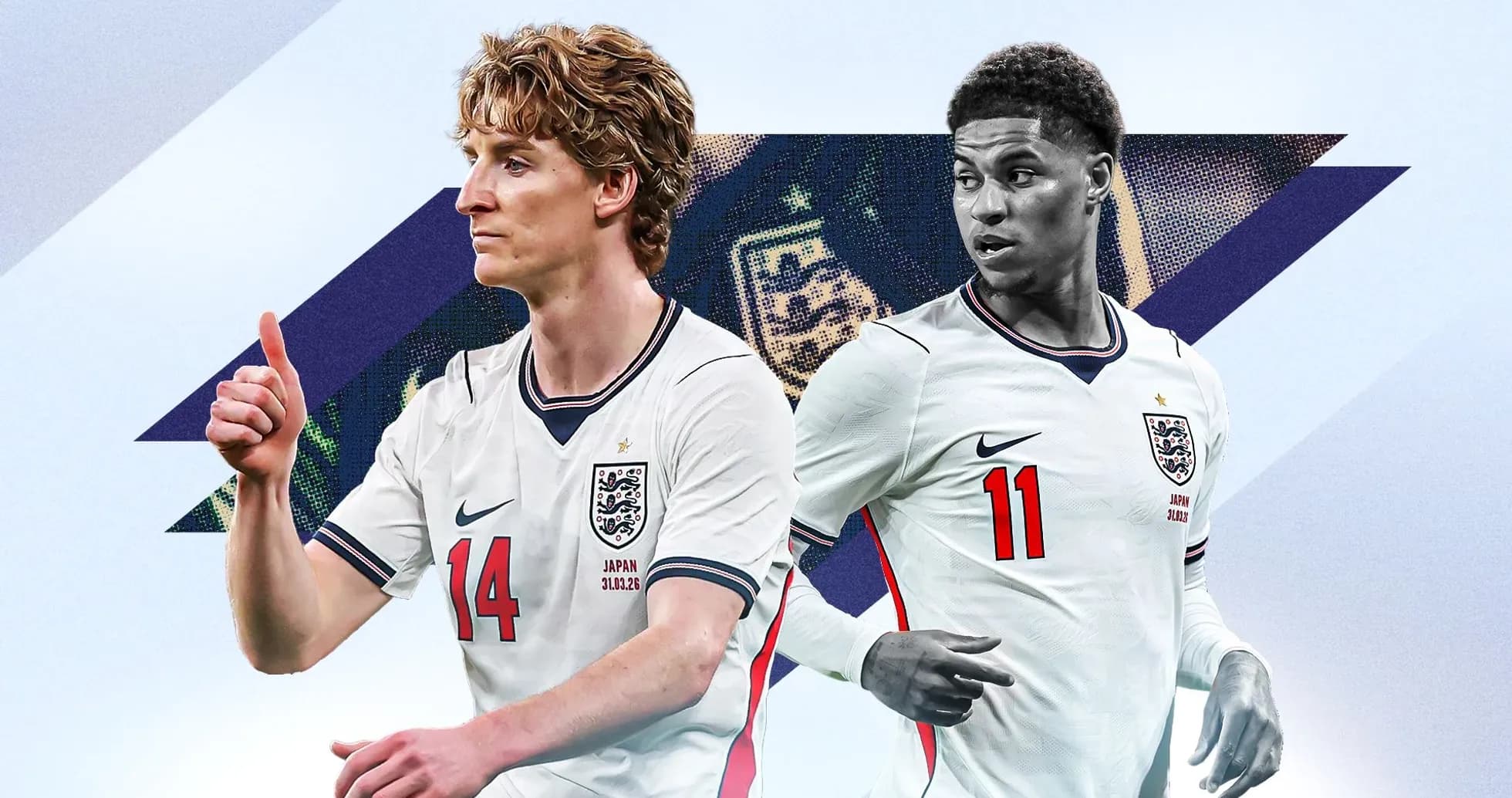 Deux joueurs anglais en maillots de l'équipe nationale Deux joueurs anglais en maillots de l'équipe nationale
