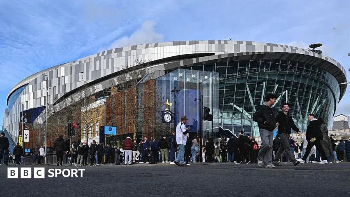 Supporters arriving at Tottenham Hotspur Stadium Supporters arriving at Tottenham Hotspur Stadium