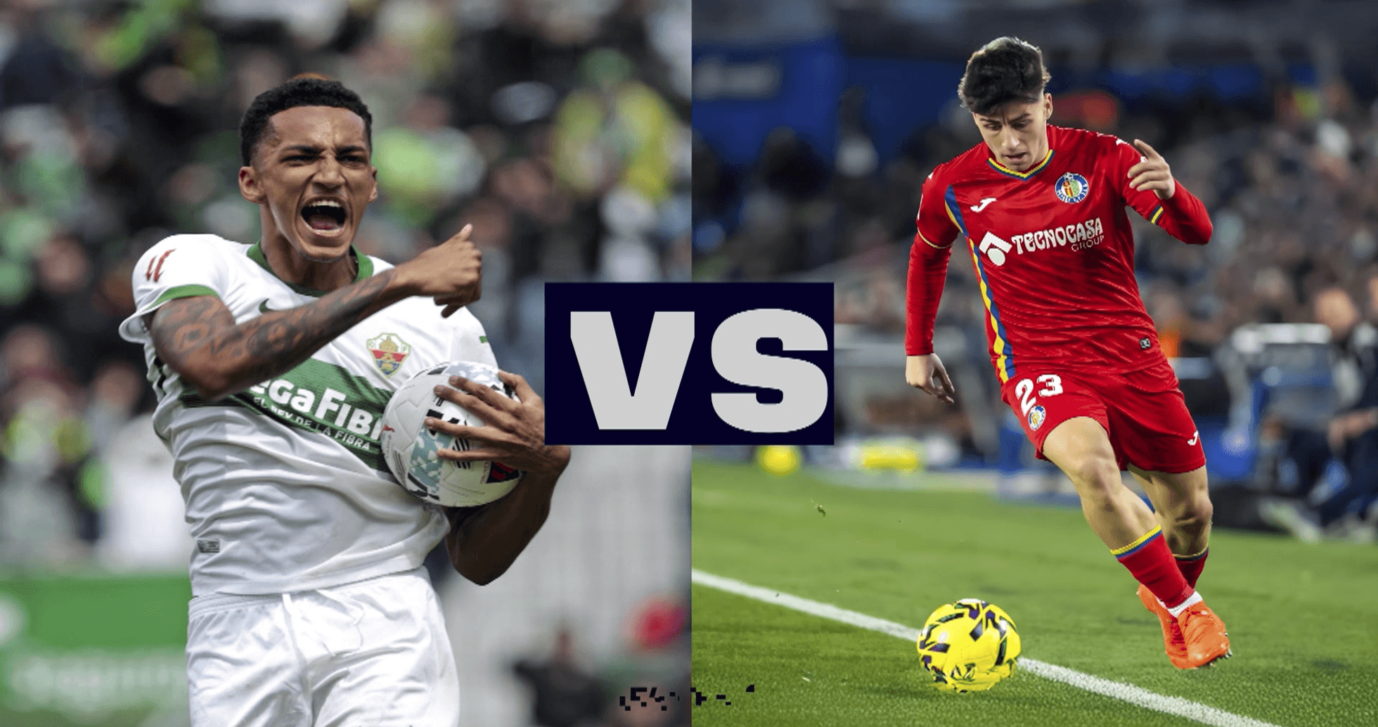 Joueurs d'Elche et Getafe en action Joueurs d'Elche et Getafe en action