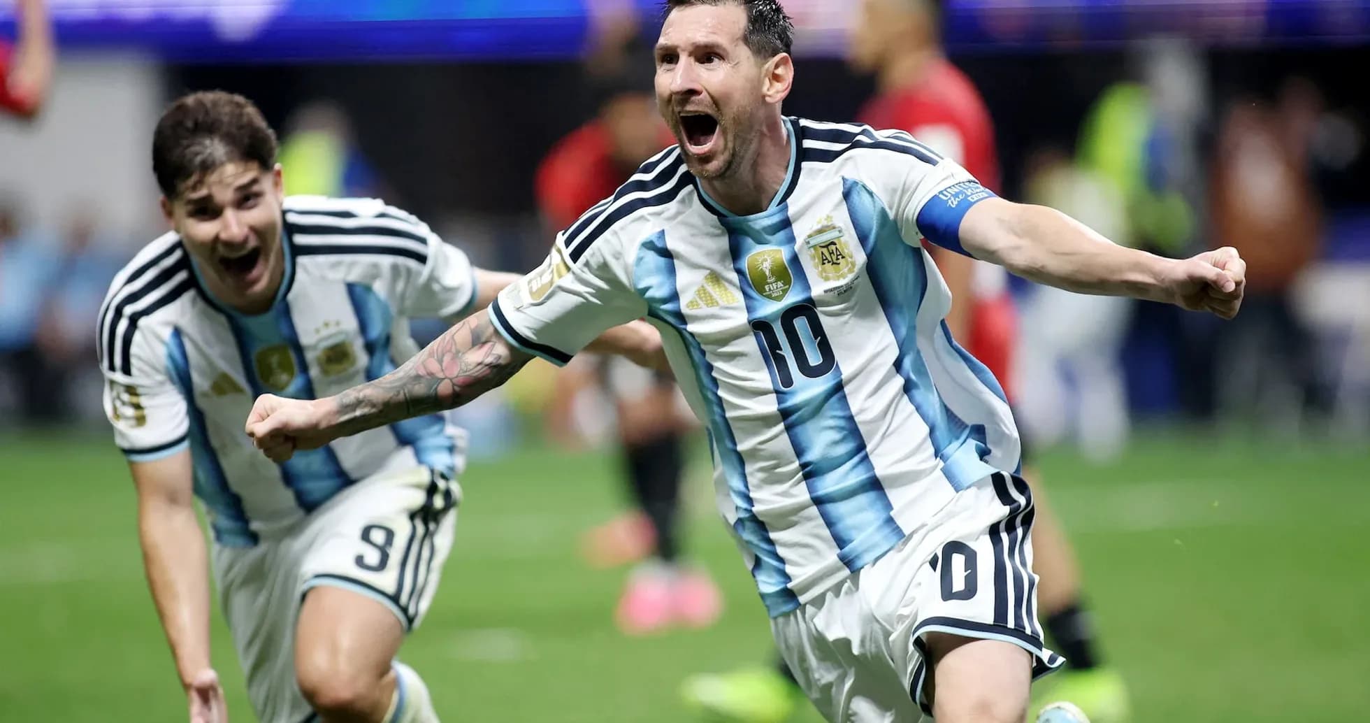 Lionel Messi célébrant un but pour l'Argentine Lionel Messi célébrant un but pour l'Argentine