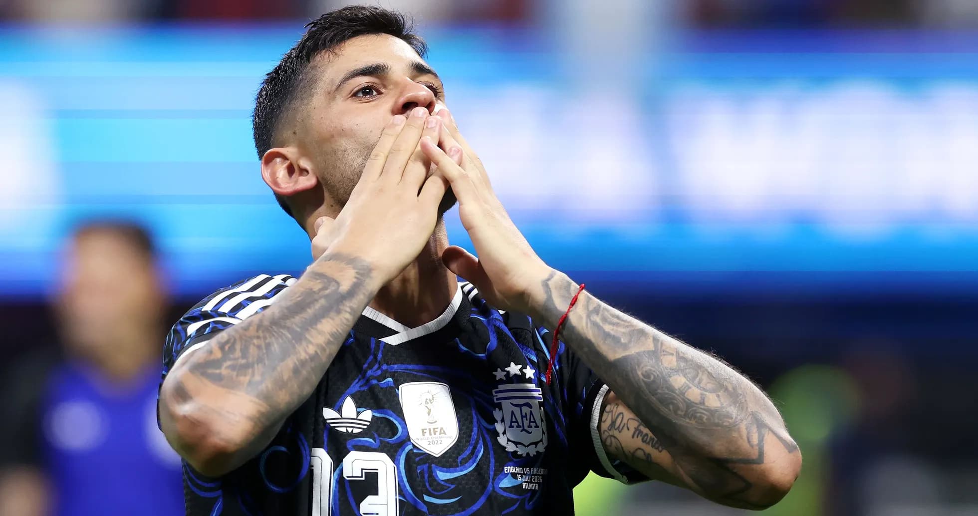 Joueur d'Argentine célébrant après un match Joueur d'Argentine célébrant après un match