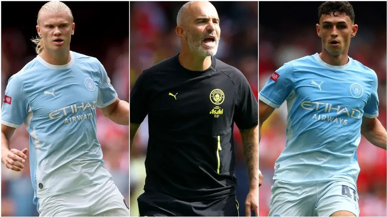 Joueurs de Manchester City sur le terrain Joueurs de Manchester City sur le terrain