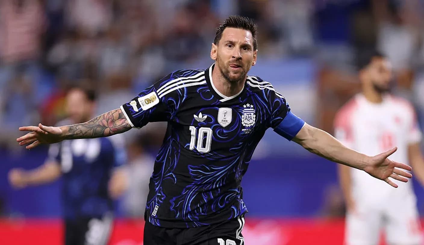 Lionel Messi célébrant un but avec l'Argentine Lionel Messi célébrant un but avec l'Argentine