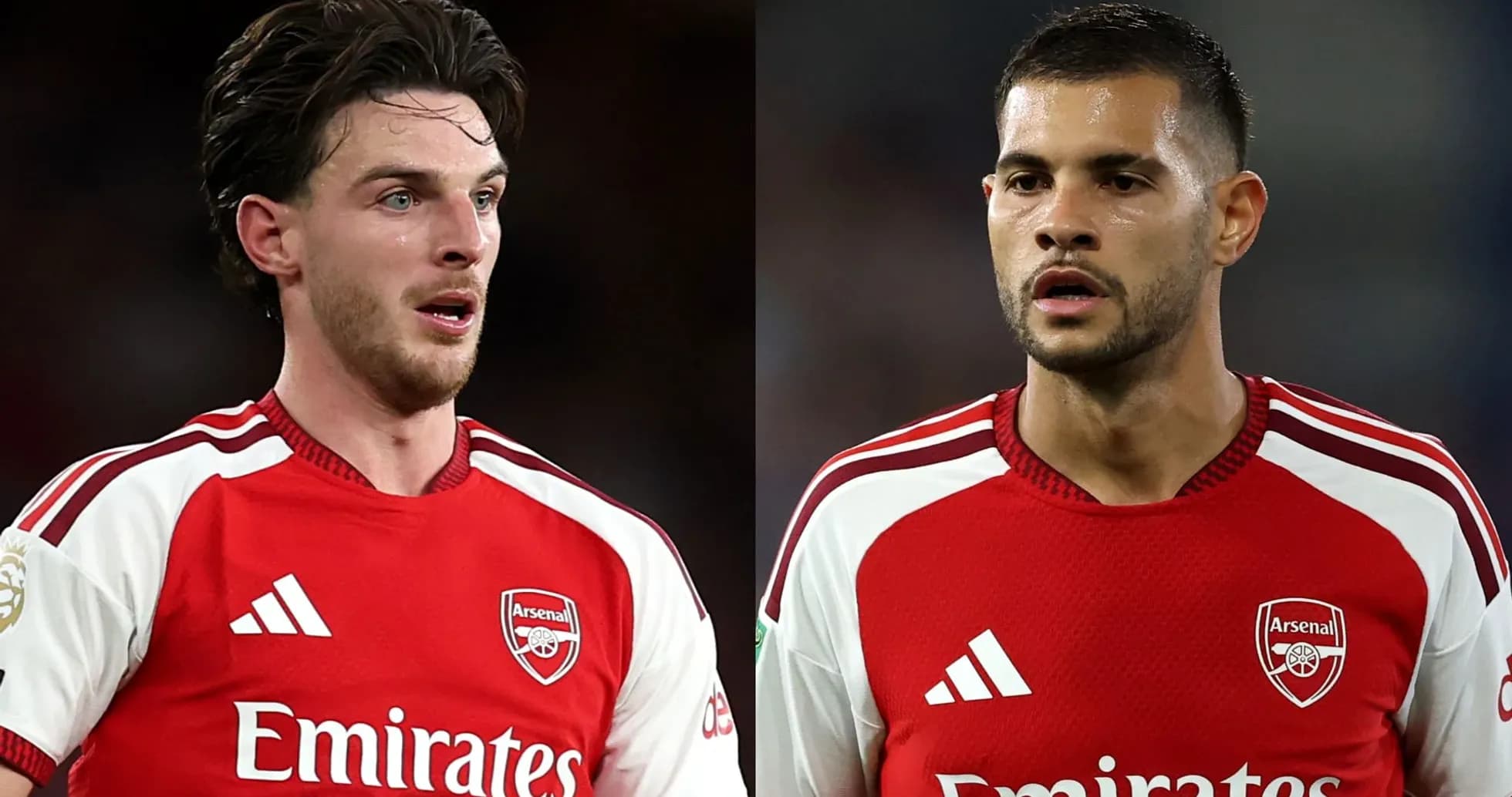 Deux joueurs d'Arsenal en maillot rouge sur le terrain Deux joueurs d'Arsenal en maillot rouge sur le terrain