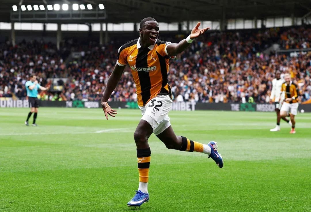 Joueur célébrant un but pour Hull City Joueur célébrant un but pour Hull City