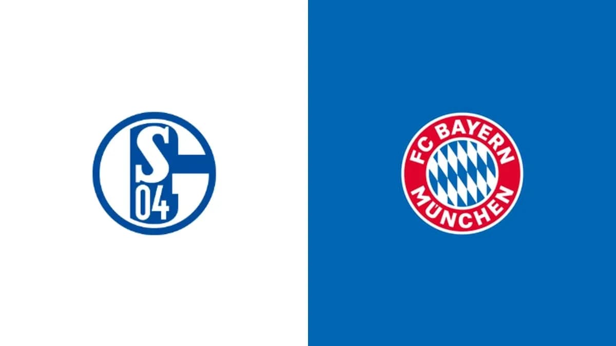Logos de Schalke 04 et Bayern Munich sur fond coloré Logos de Schalke 04 et Bayern Munich sur fond coloré