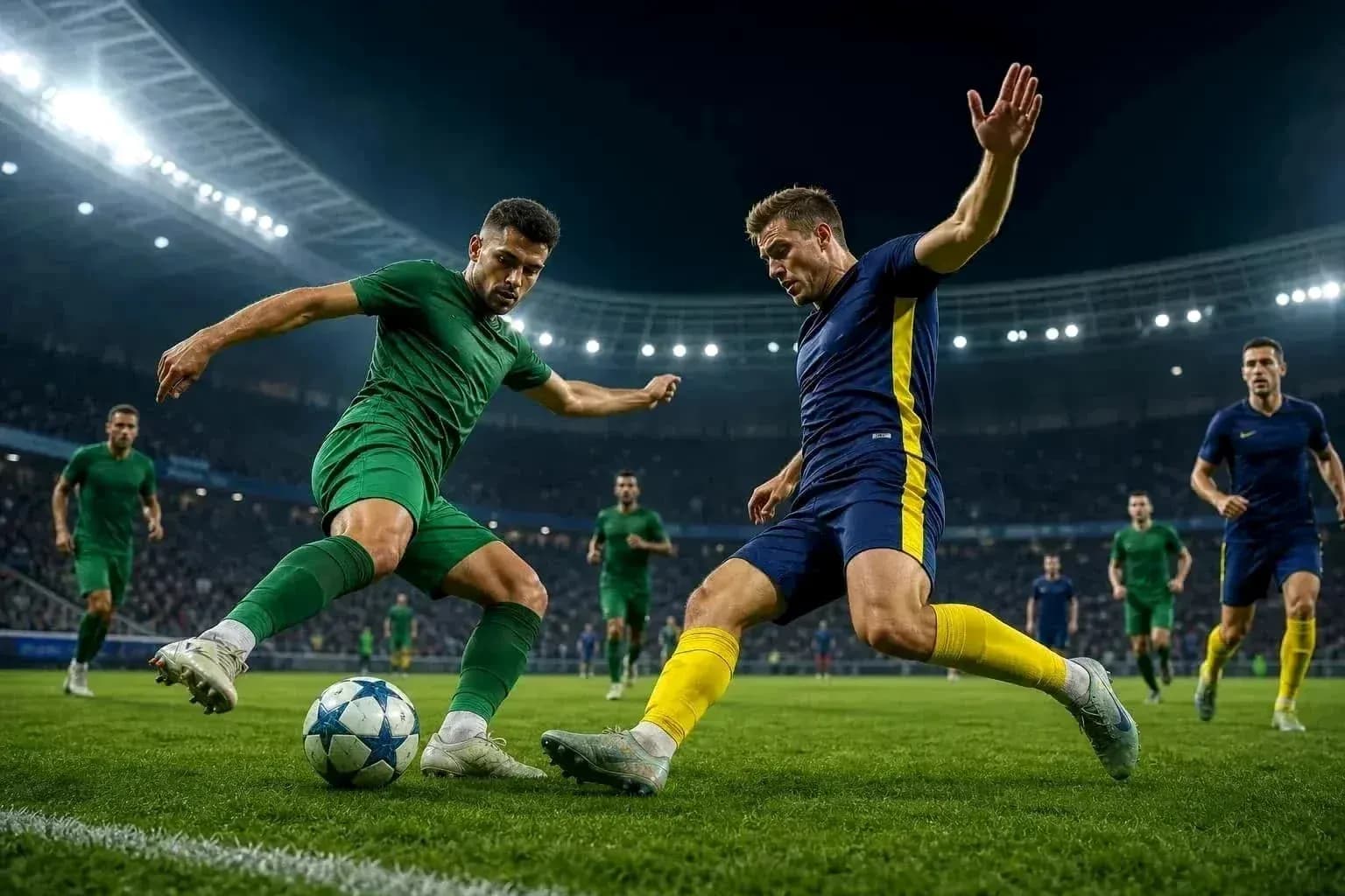 Deux joueurs en compétition pour le ballon Deux joueurs en compétition pour le ballon