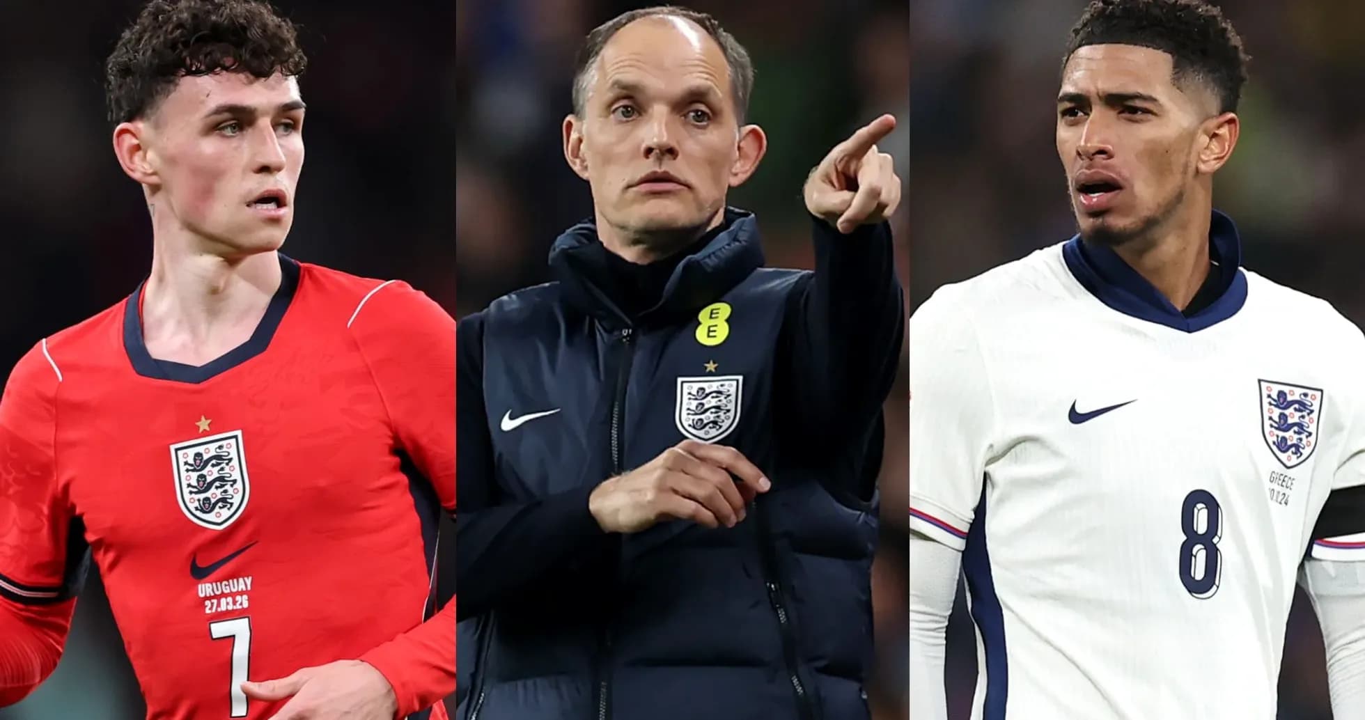 Trois joueurs anglais pendant un match de football Trois joueurs anglais pendant un match de football