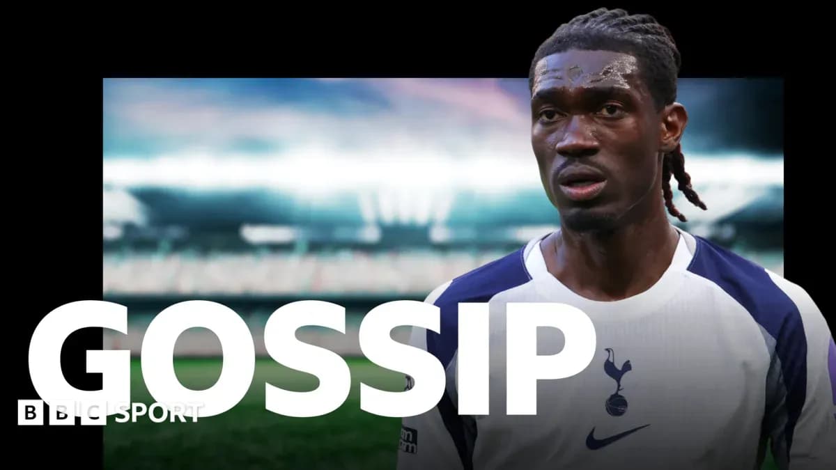 Joueur de Tottenham avec le texte 'GOSSIP' en avant-plan Joueur de Tottenham avec le texte 'GOSSIP' en avant-plan