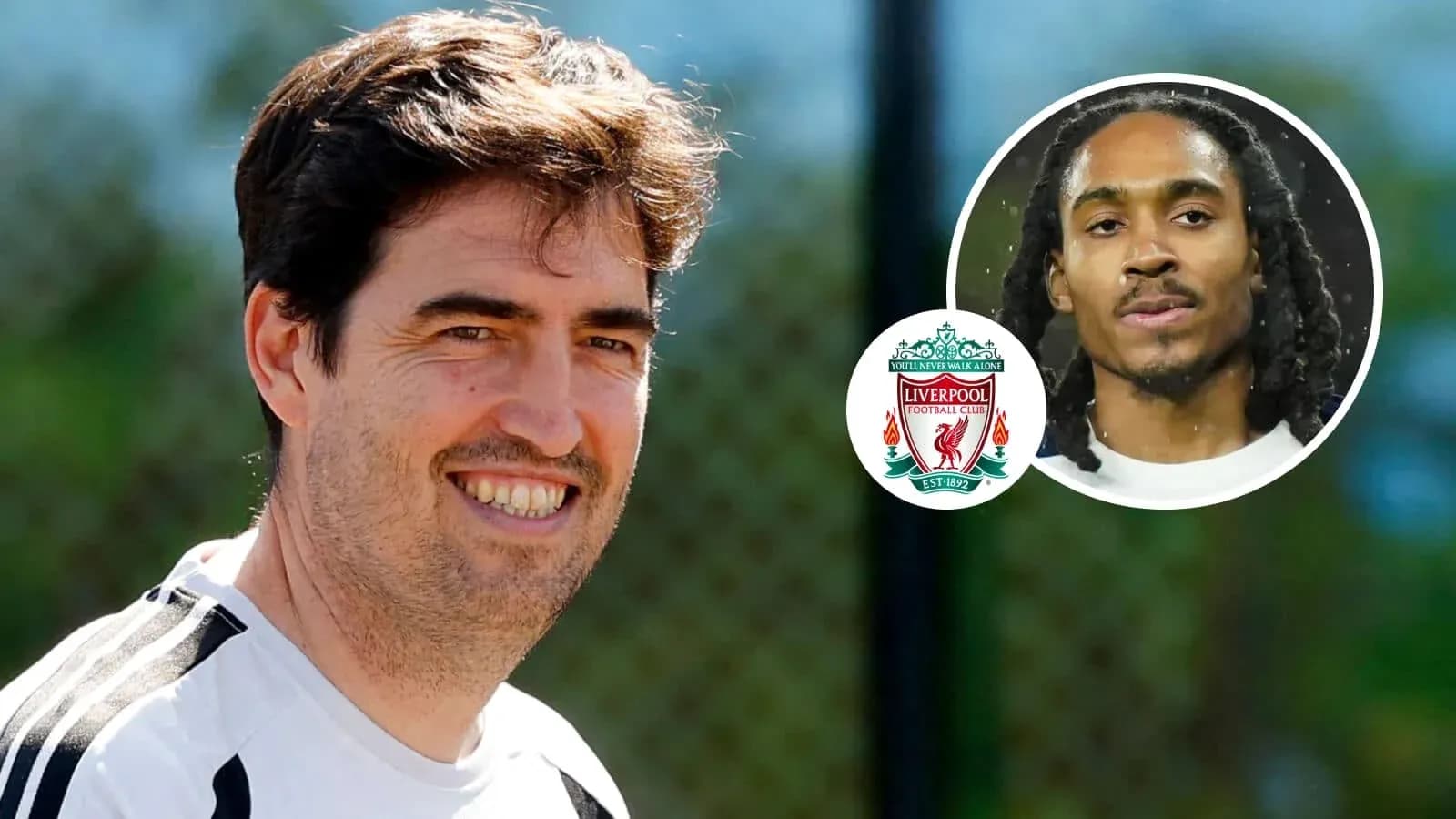 Entraîneur souriant à l'entraînement de Liverpool Entraîneur souriant à l'entraînement de Liverpool